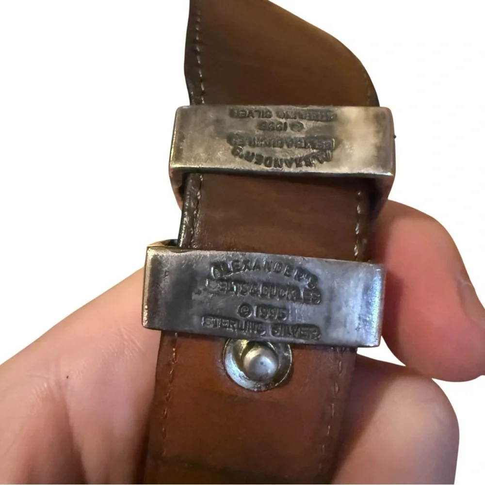 Alexander’s Belt 1995 925 Sterling Silver 1” Black/Brown Reversible Leather 46